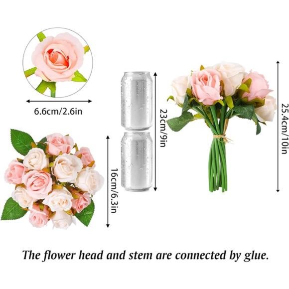 24Heads Artificial Rose Flowers Bouquet Silk Flower Roses with Stems Home Bridal - Picture 2 of 6